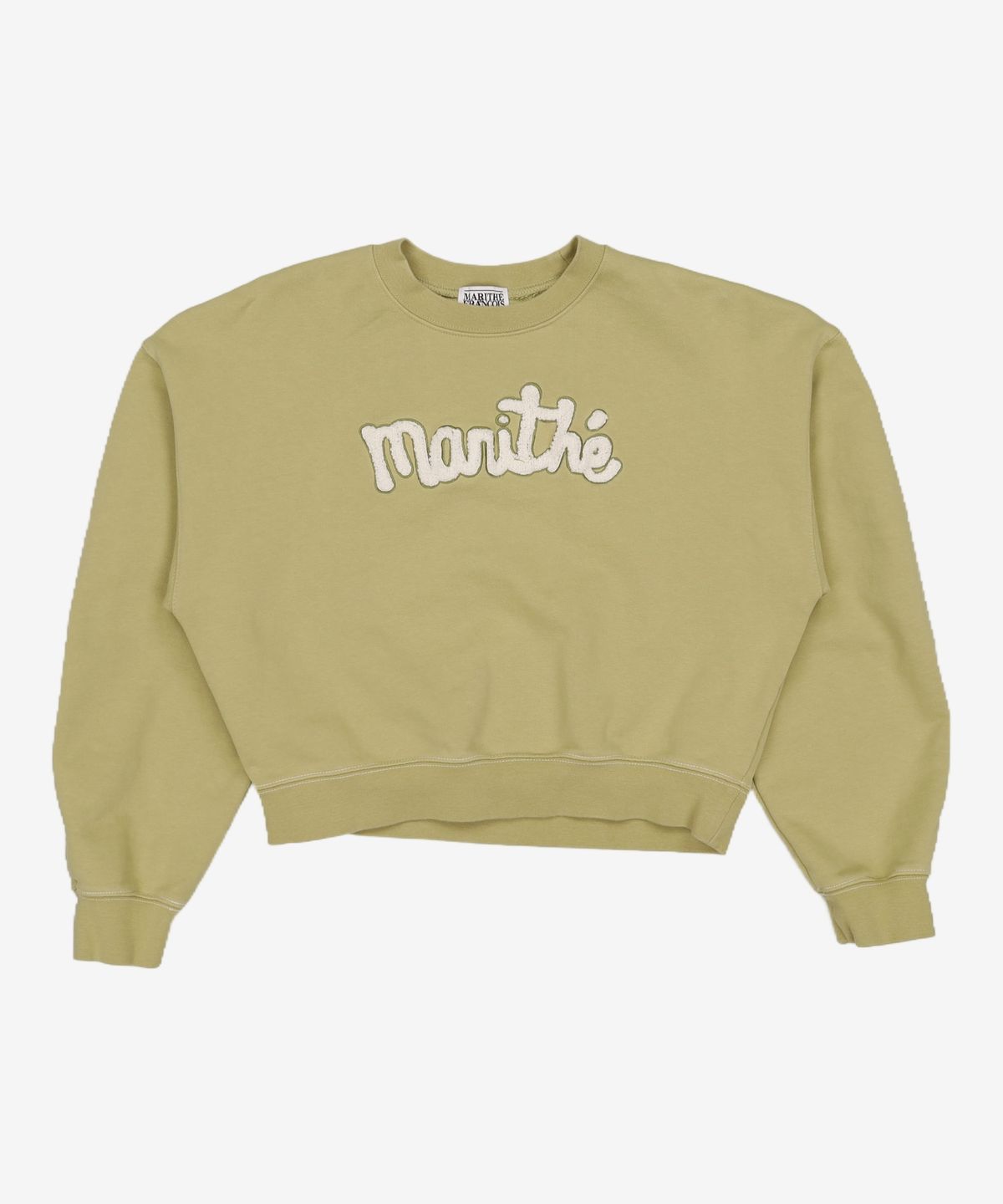 마리떼 프랑소와 저버(MARITHÉ + FRANҪOIS GIRBAUD) W FUZZY LOGO CROP SWEATSHIRT light olive M