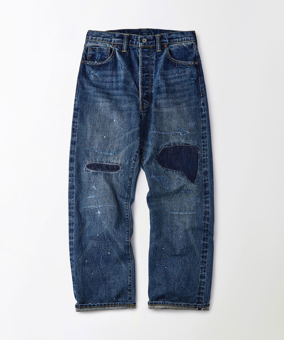 아웃스탠딩(OUTSTANDING) W.W. II SELVEDGE STRAIGHT PANTS_REPAIR BLUE