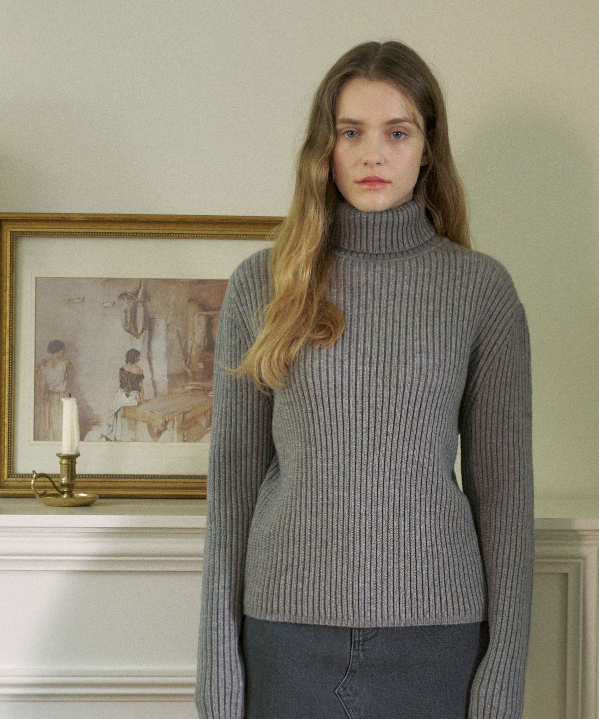 블레티(VLETI) Turtleneck Loose Fit Knit (Gray)