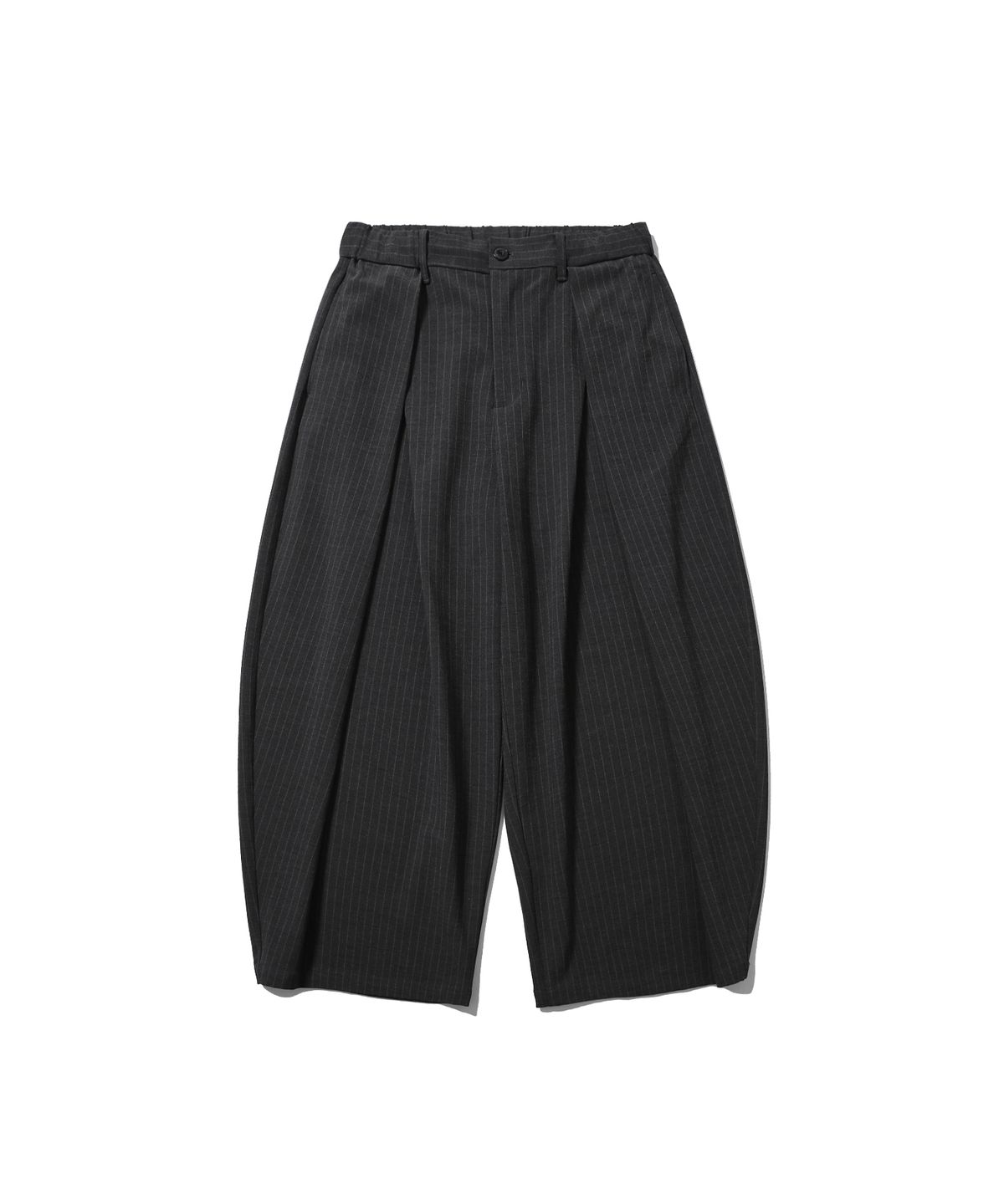 앵글런(ANGLAN) Overlapping Pleat Striped Trousers - Grey