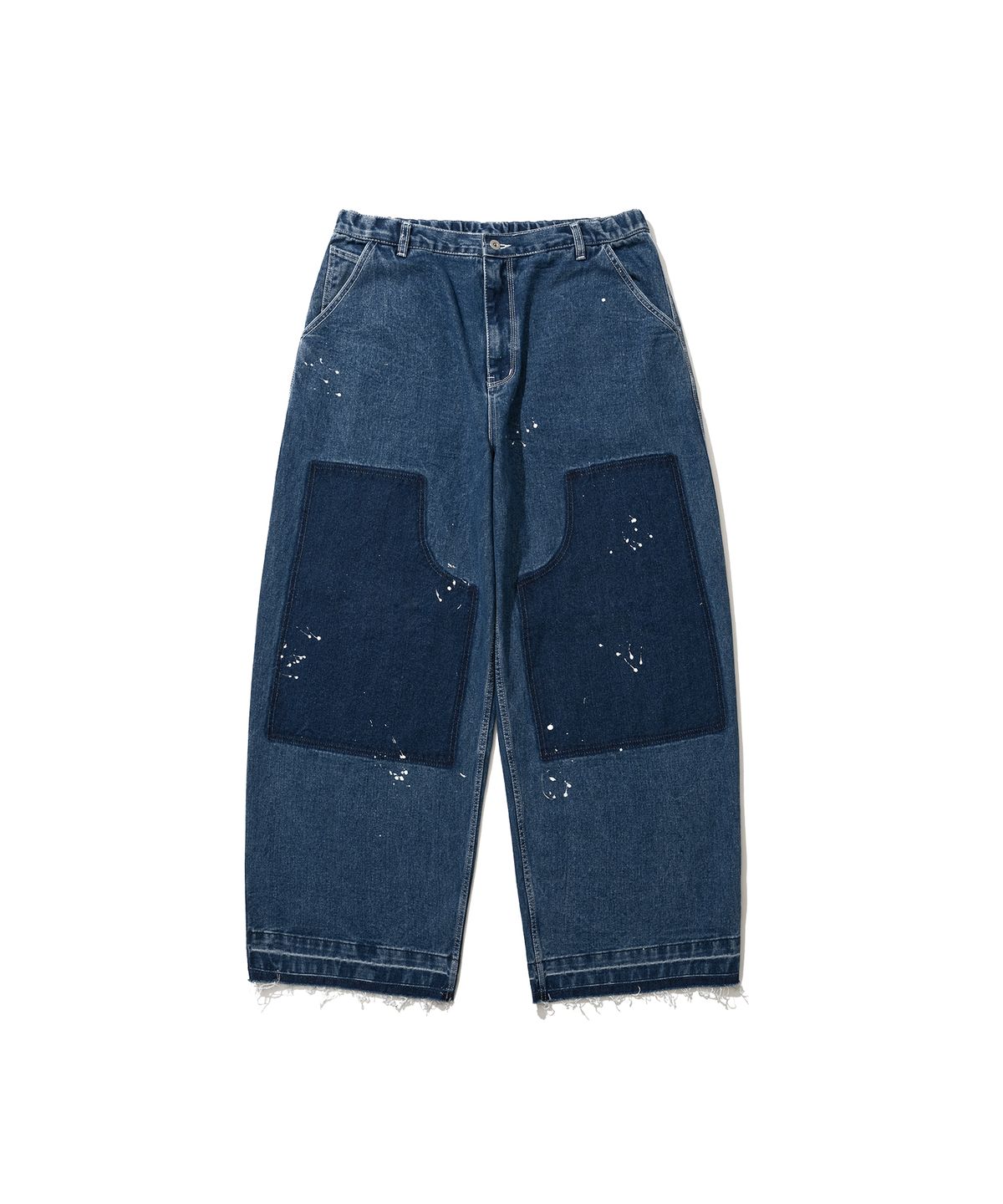 앵글런(ANGLAN) Washed Painting Denim Pants - Blue