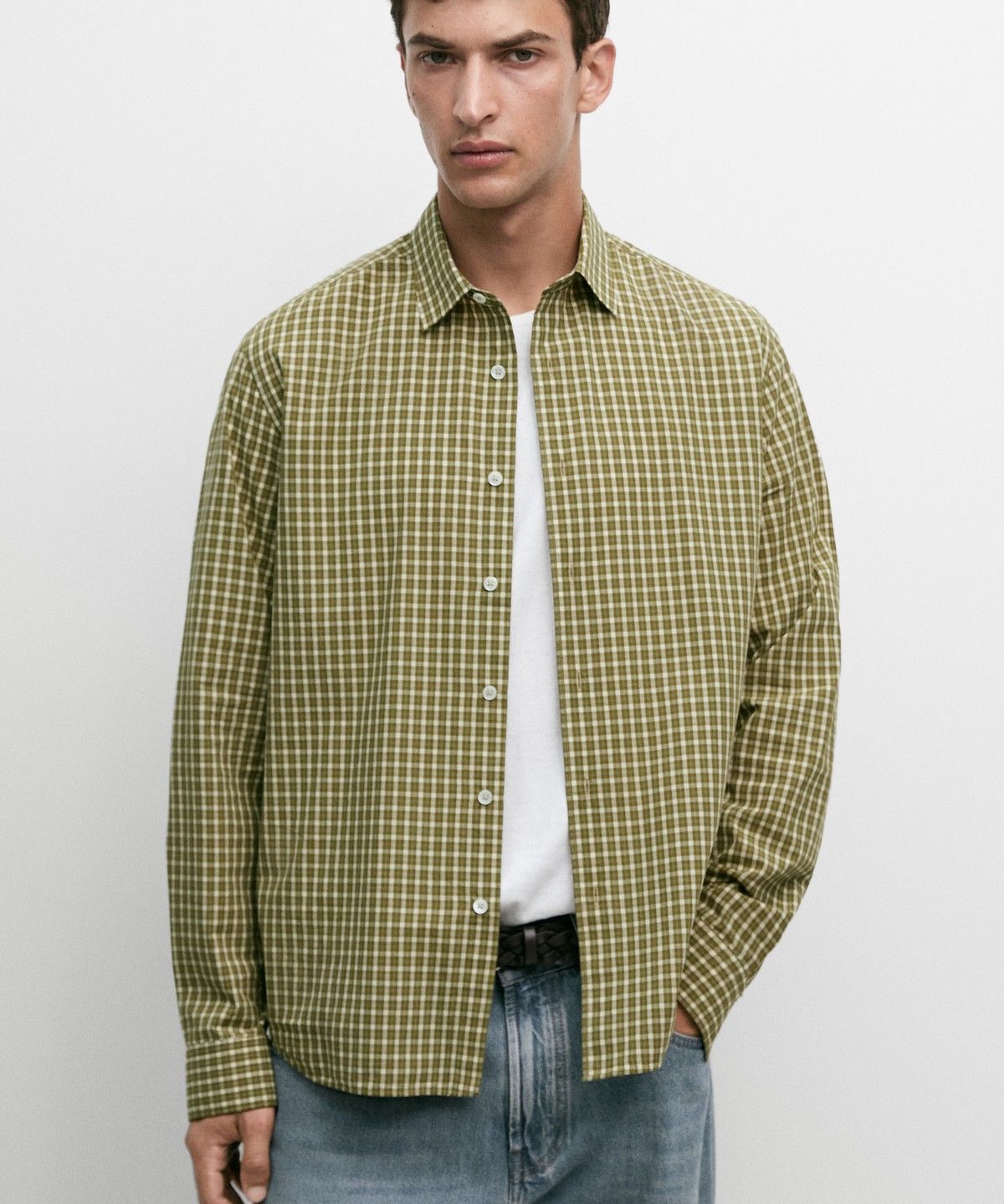 마시모두띠(MASSIMO DUTTI) 레귤러 핏 체크 100% 코튼 셔츠
