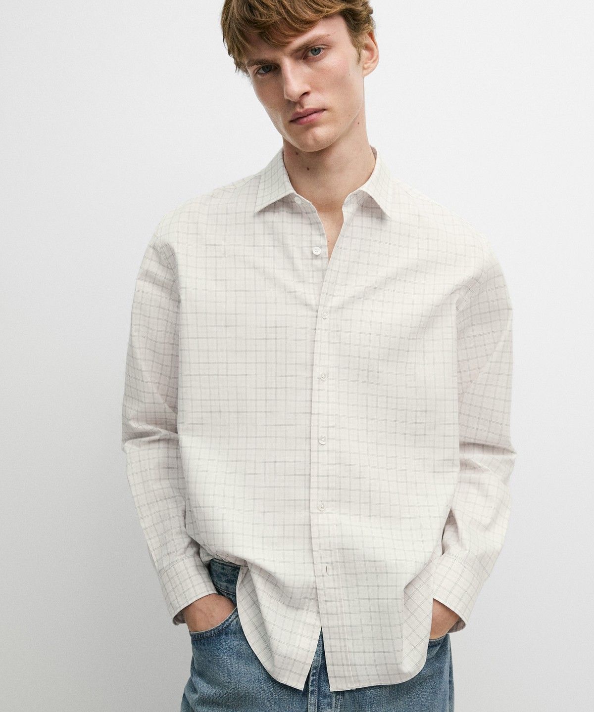 마시모두띠(MASSIMO DUTTI) 레귤러 핏 체크 100% 코튼 셔츠