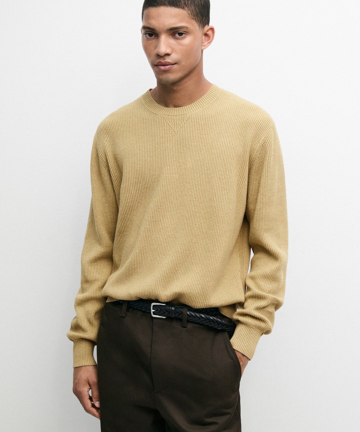 마시모두띠(MASSIMO DUTTI) 코튼 블렌드 골지 니트 스웨터