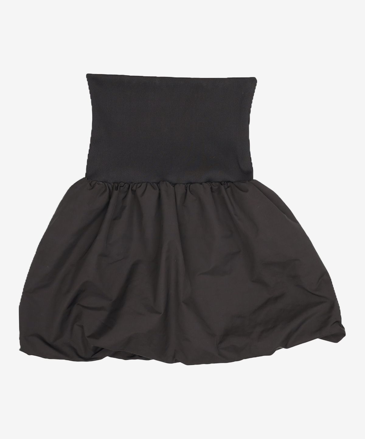 아모멘토(AMOMENTO) NYLON SHIRRING MINI SKIRT & TOP_BLACK 1