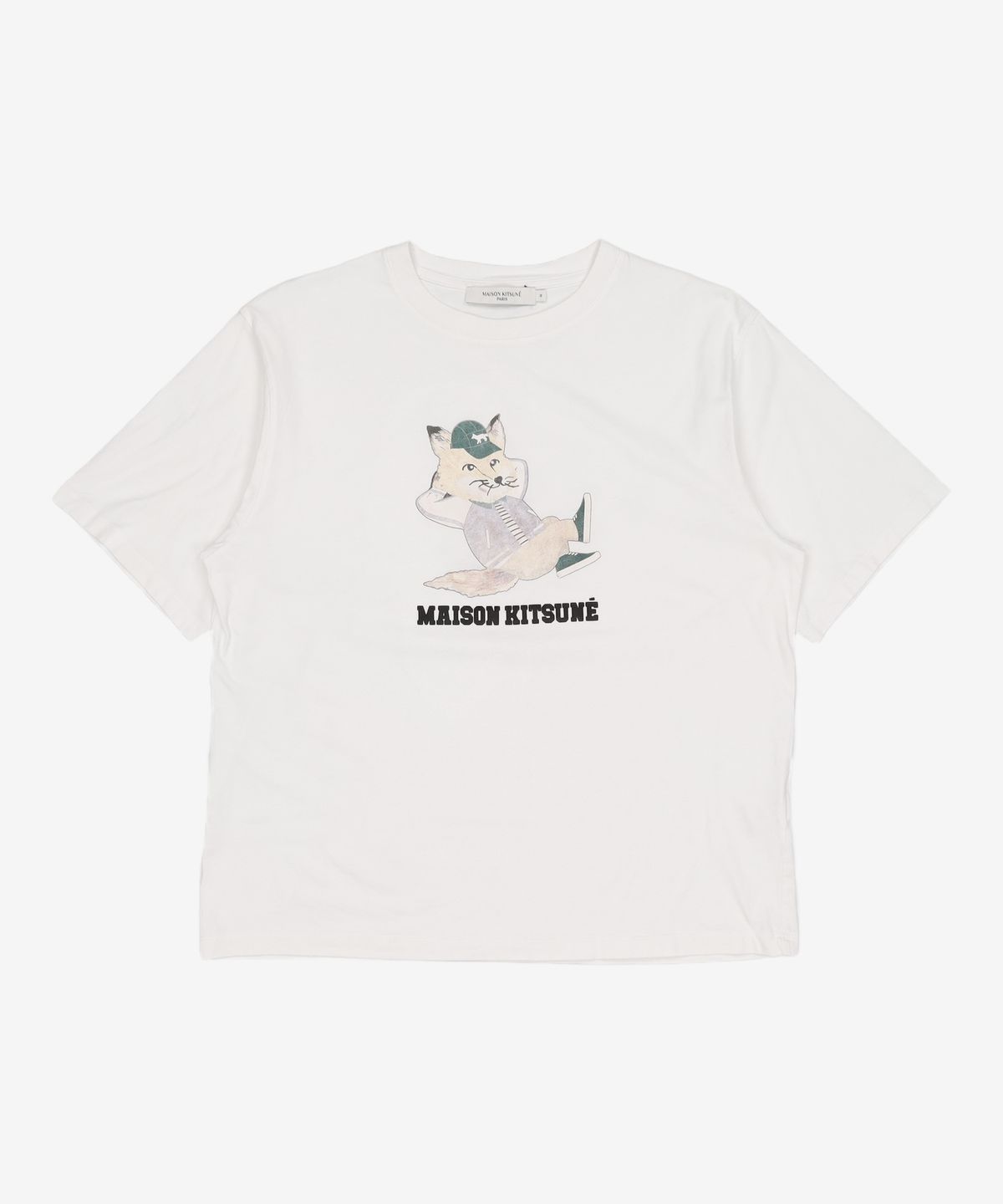 메종 키츠네(MAISON KITSUNE) 여성 드레스드 폭스 빅 로고 프린트 반소매 티셔츠 - 화이트 / KW00108KJ0008P100 M