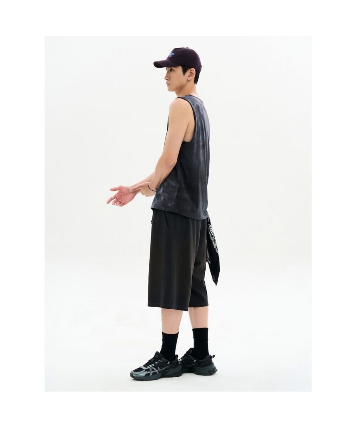 에잇세컨즈(8SECONDS) 다잉 프린트 스포티 슬리브리스  애쉬