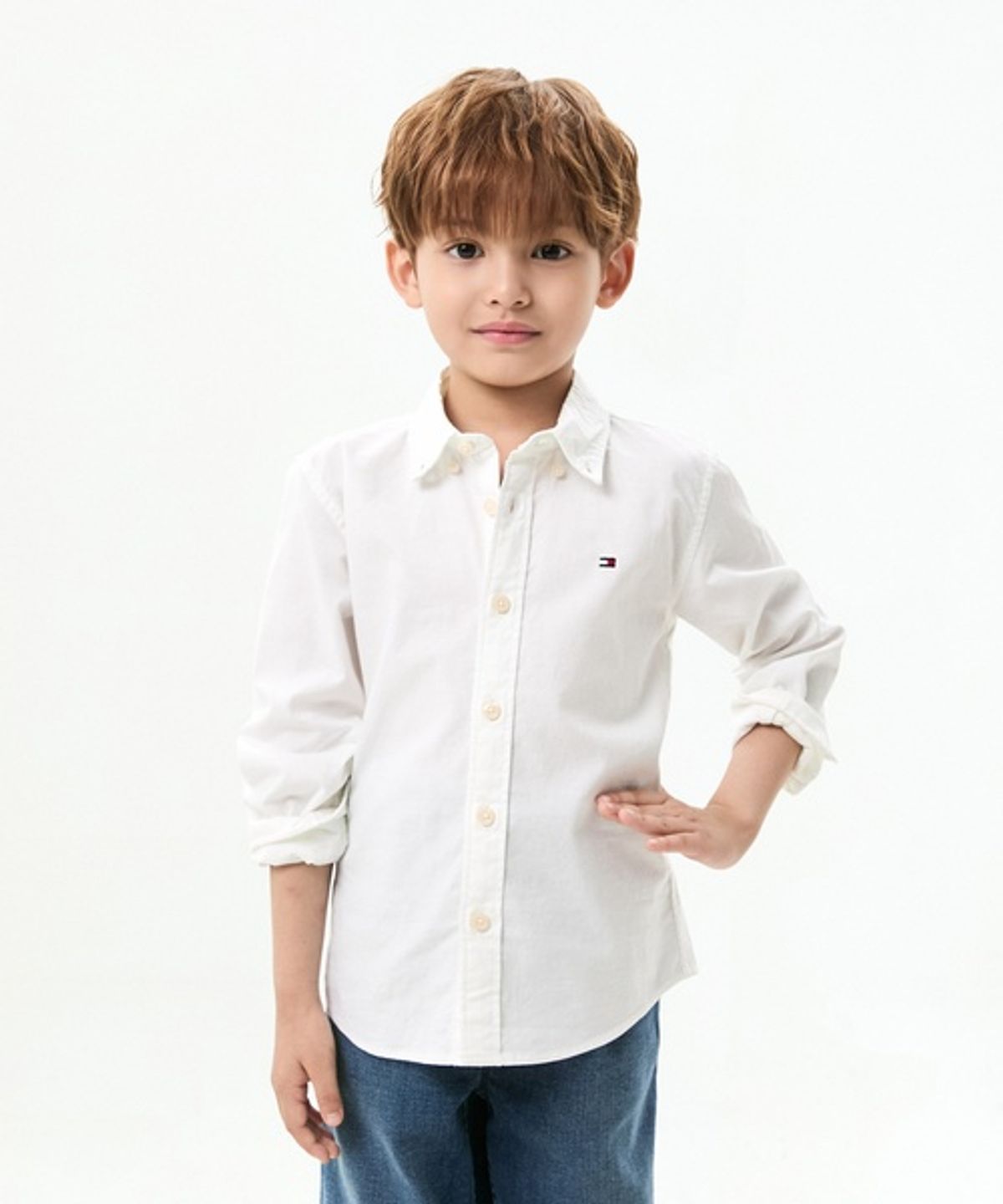 타미힐피거 키즈(TOMMY HILFIGER KIDS) 플래그 옥스포드 버튼 다운 셔츠