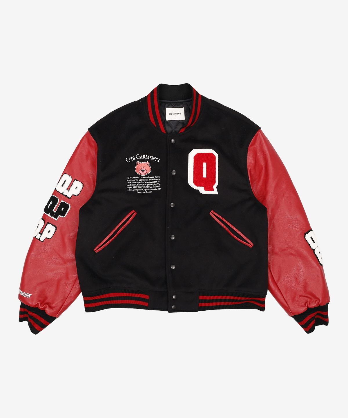 큐티에잇 가먼츠(QT8 GARMENTS) MH Rough Bear Varsity Jacket (Red) XL