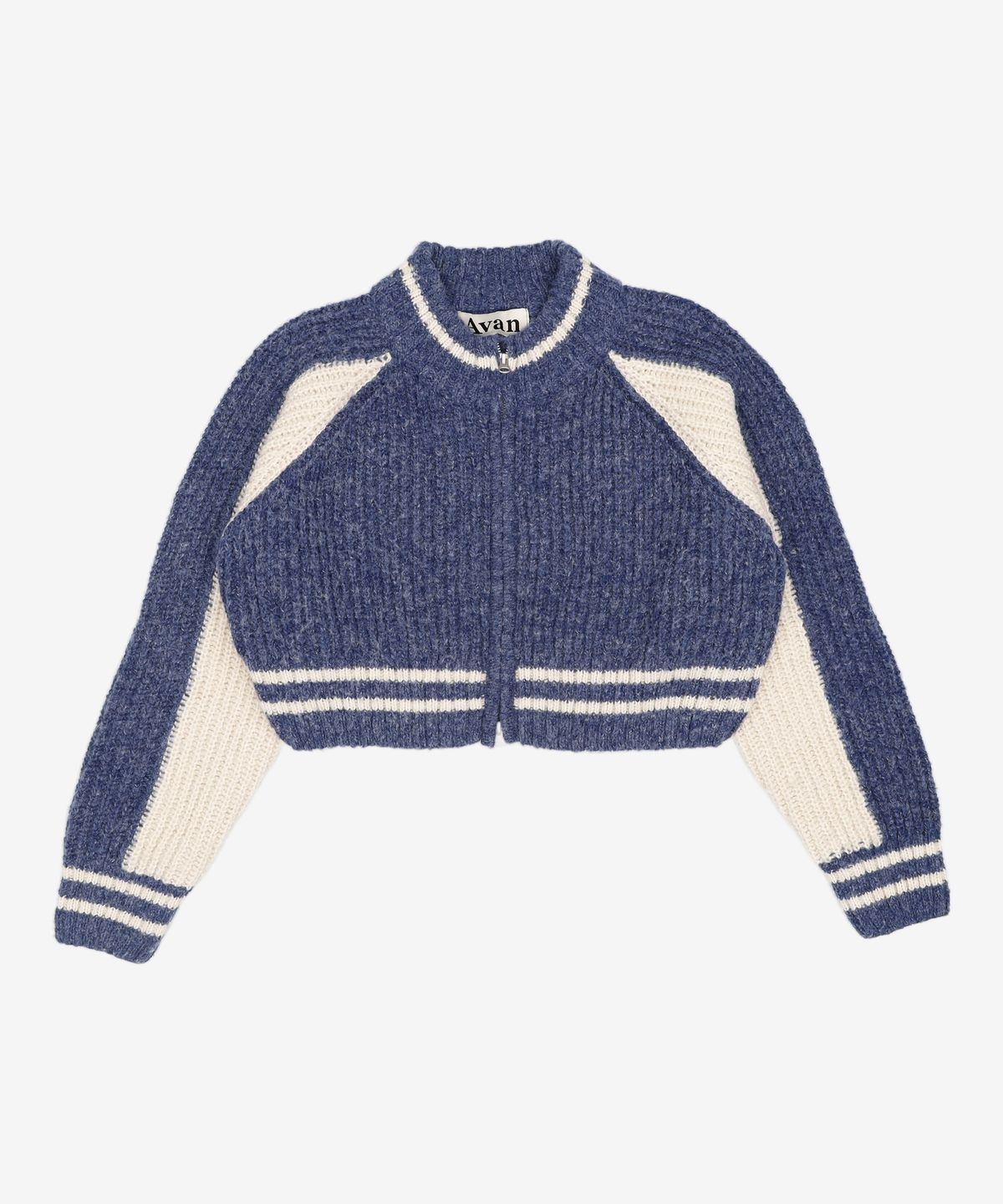 어반드레스(AVANDRESS) Block Raglan Knit Zip-up NAVY FREE