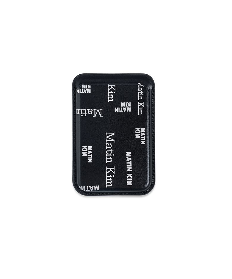MATIN ALL-OVER LOGO MAGNETIC CARD WALLET IN BLACK