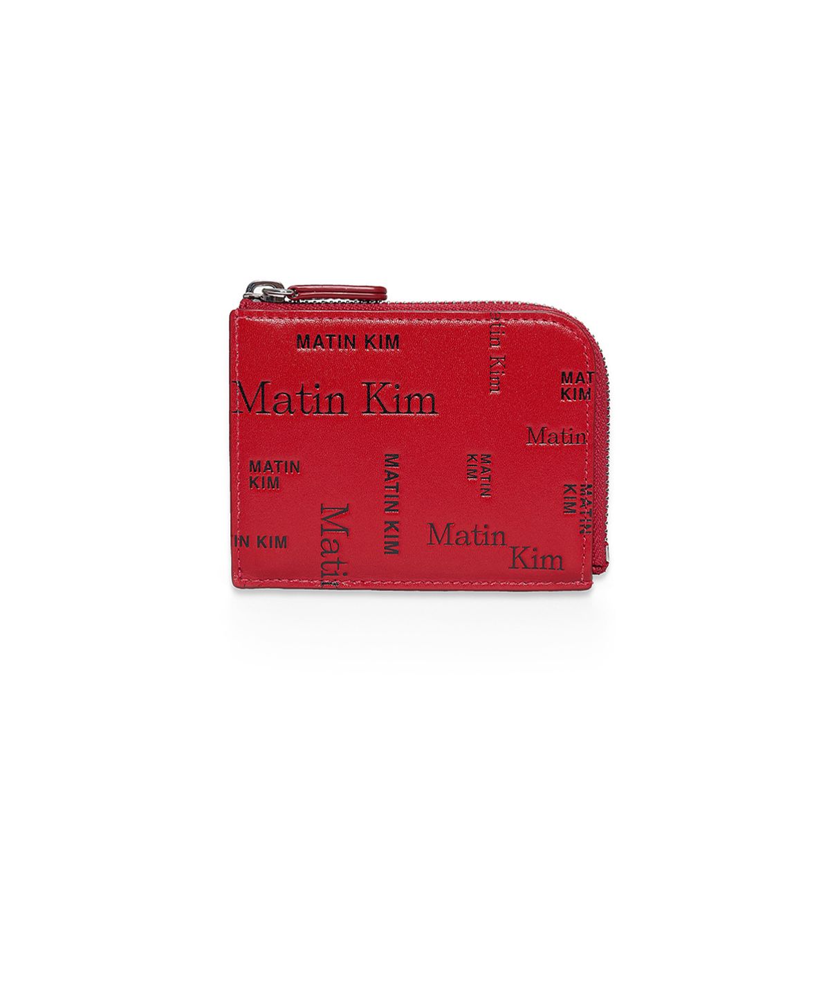 마뗑킴(MATIN KIM) MATIN ALL-OVER LOGO HALF ROUND ZIP WALLET IN RED