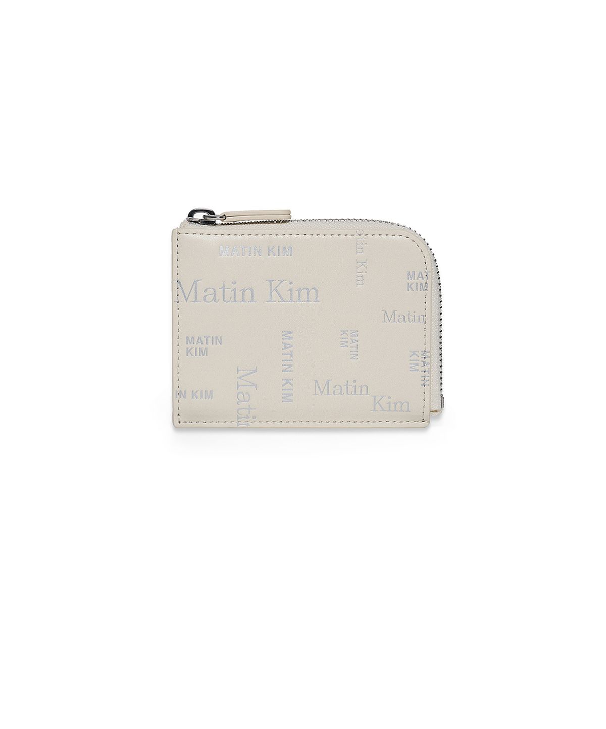 마뗑킴(MATIN KIM) MATIN ALL-OVER LOGO HALF ROUND ZIP WALLET IN IVORY