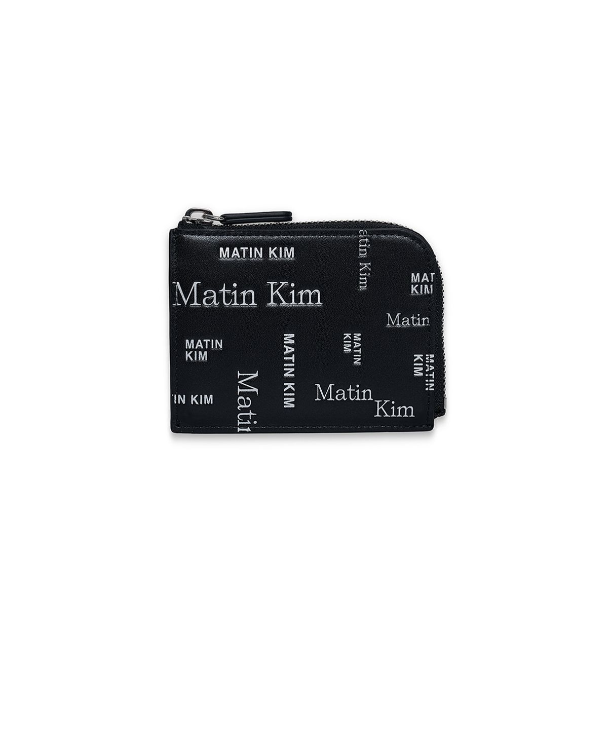 마뗑킴(MATIN KIM) MATIN ALL-OVER LOGO HALF ROUND ZIP WALLET IN BLACK