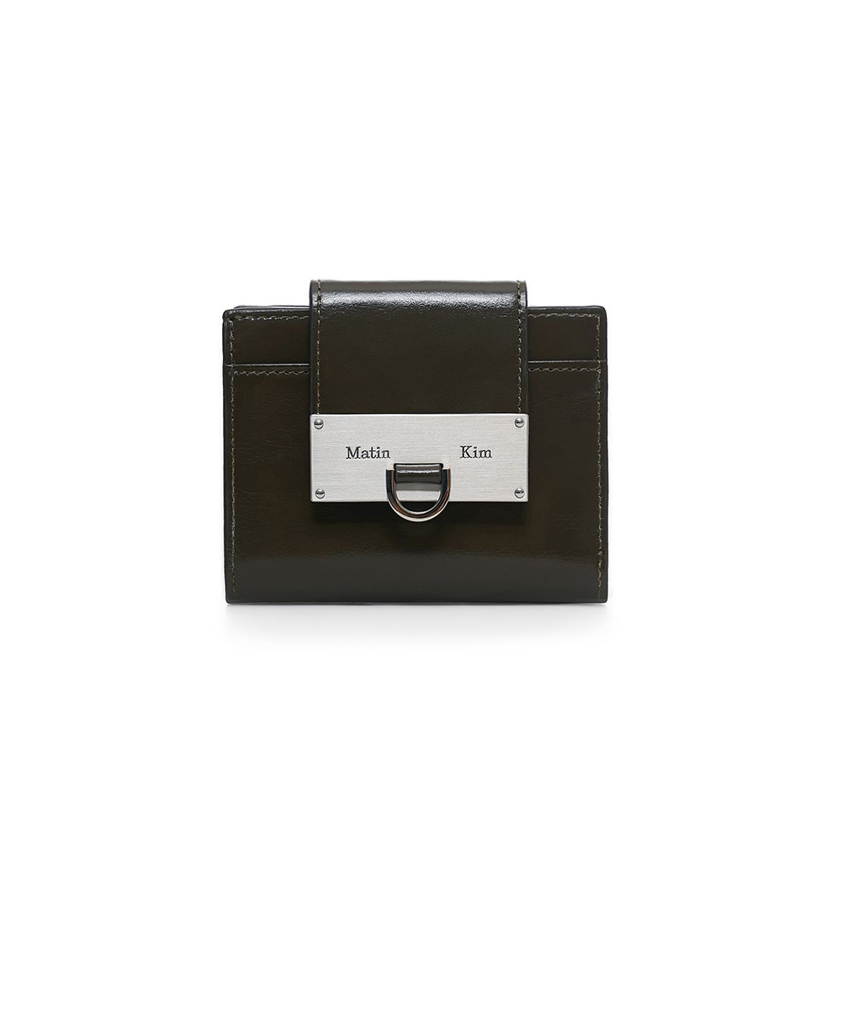 마뗑킴(MATIN KIM) MATIN ARCH RING FLAP WALLET IN KHAKI