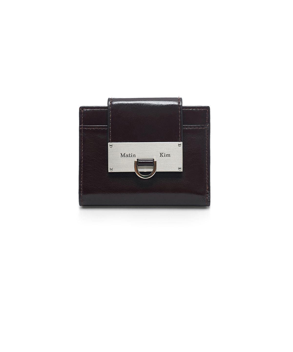 마뗑킴(MATIN KIM) MATIN ARCH RING FLAP WALLET IN DARK BROWN