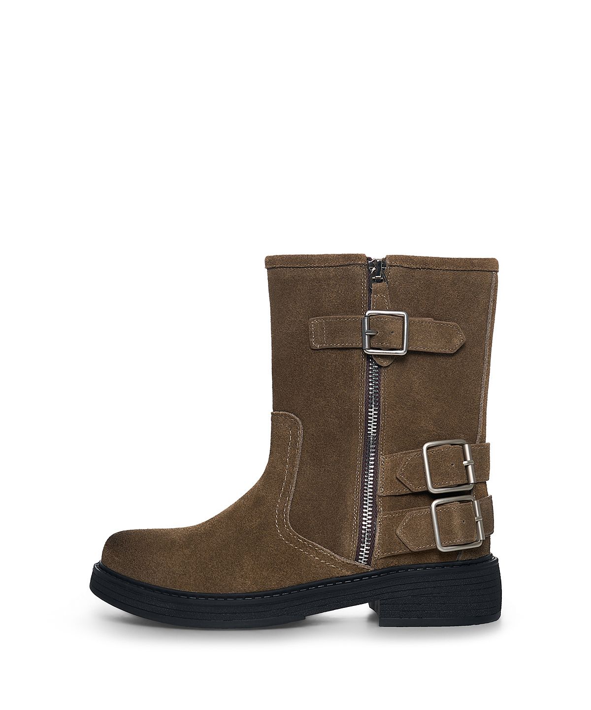 마뗑킴(MATIN KIM) VINTAGE WASHED BIKER ANKLE BOOTS IN KHAKI