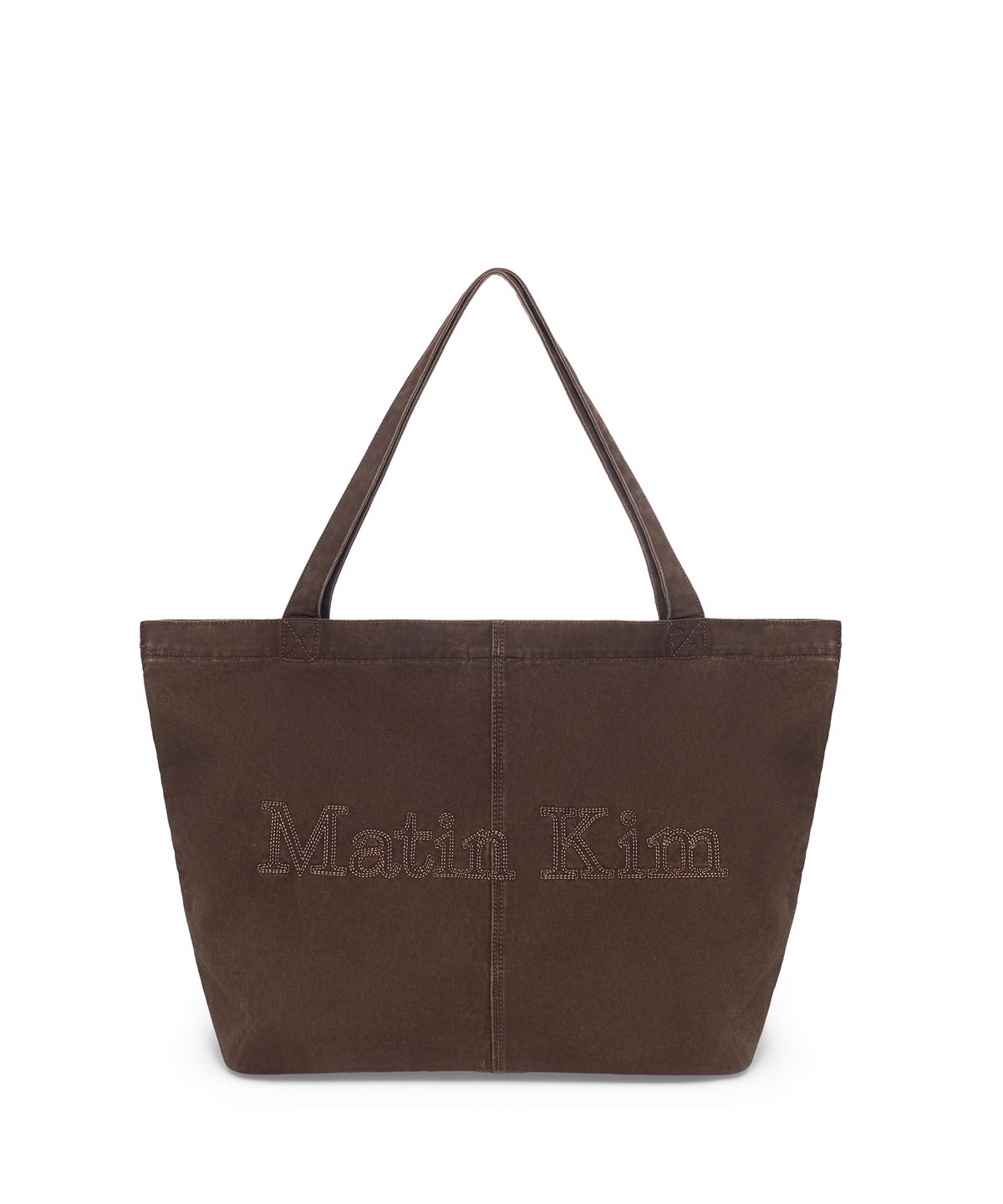마뗑킴(MATIN KIM) VINTAGE WASHED COTTON SHOULDER BAG IN BROWN