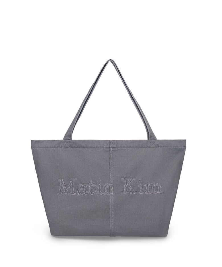 VINTAGE WASHED COTTON SHOULDER BAG IN GREY