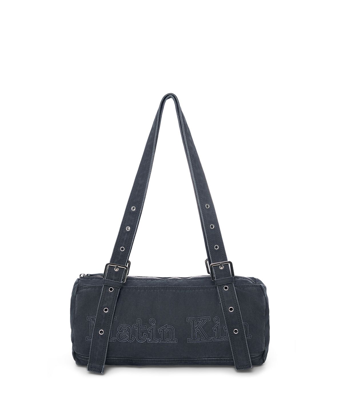 마뗑킴(MATIN KIM) VINTAGE WASHED COTTON DUFFEL BAG IN NAVY