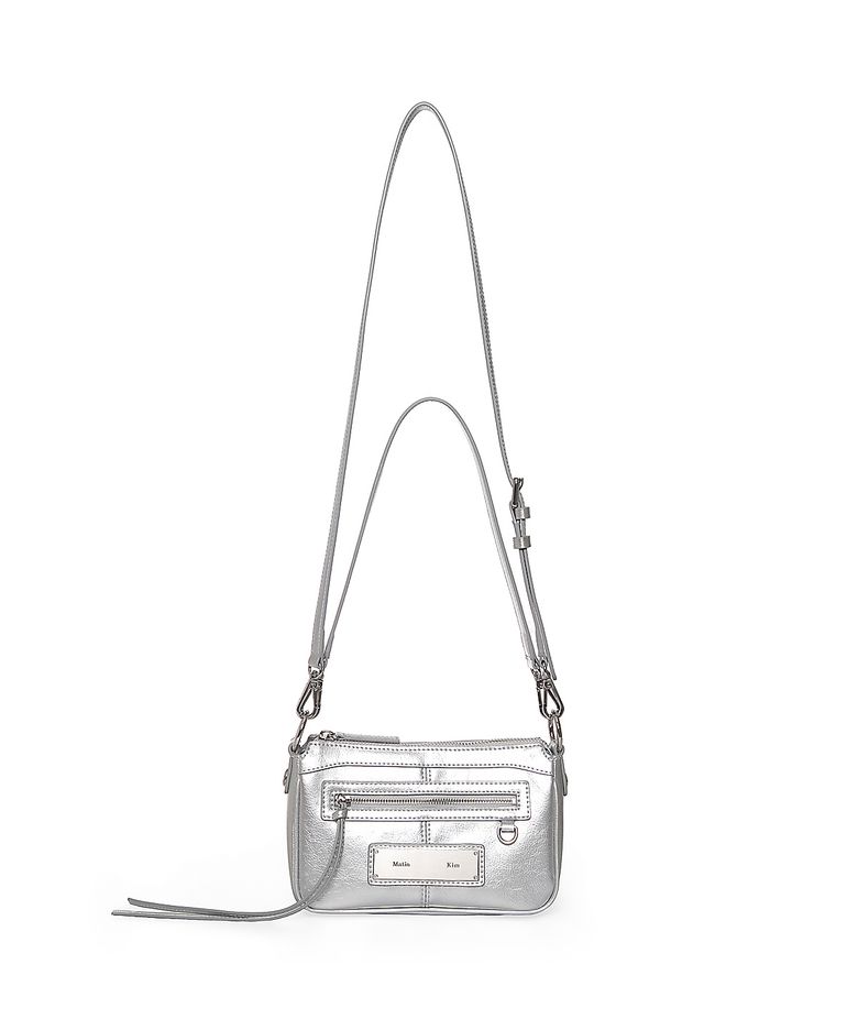 BIKER TWO-WAY MINI BAG IN SILVER