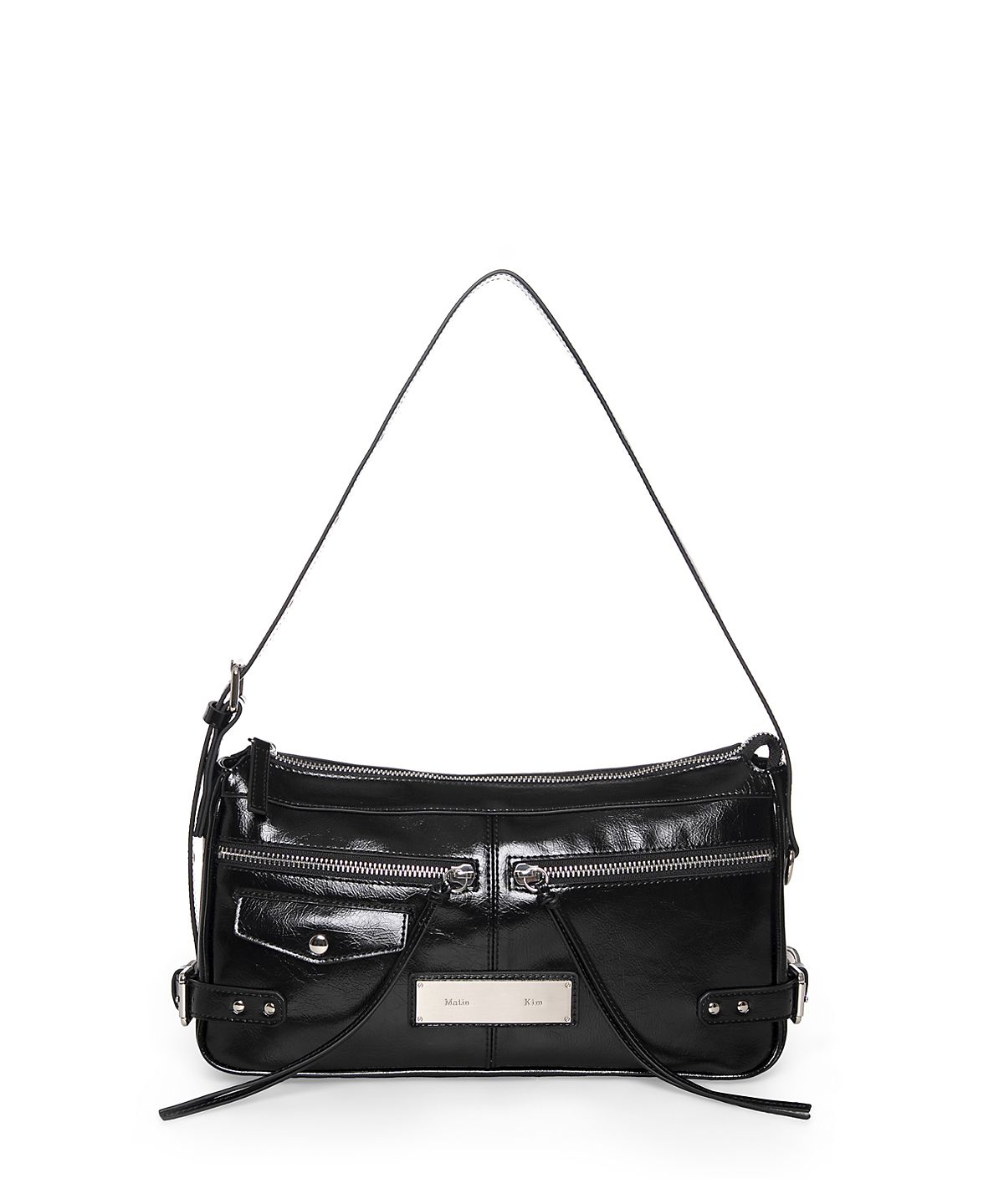 마뗑킴(MATIN KIM) SIDE BUCKLE BIKER SHOULDER BAG IN BLACK