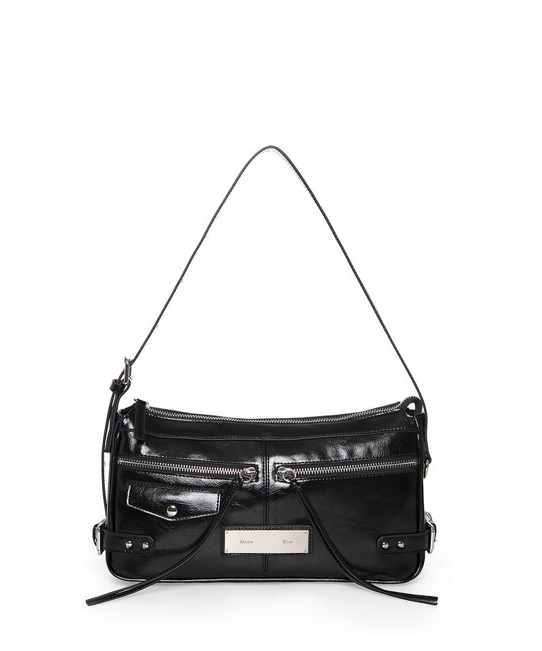 SIDE BUCKLE BIKER SHOULDER BAG IN BLACK