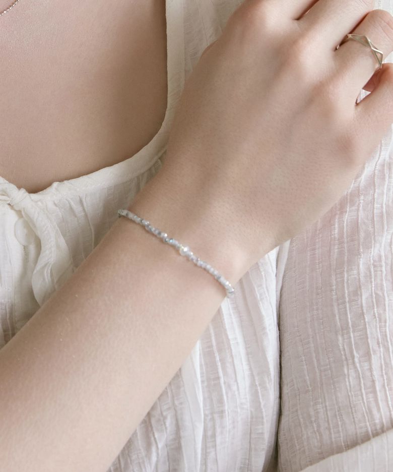 Aube 투톤 크리스탈 비즈 팔찌 (925 Silver)_그레이미스트