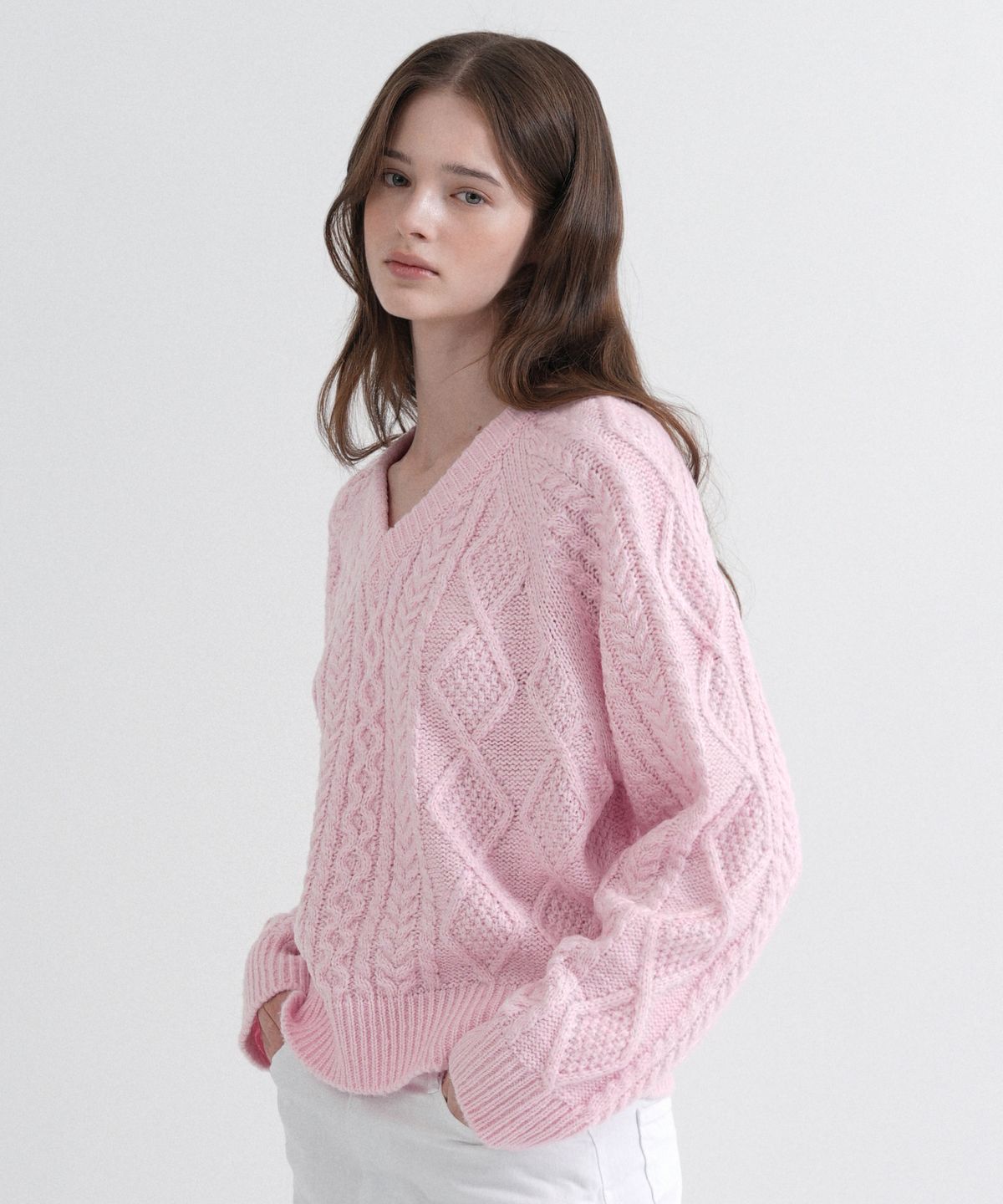 블레티(VLETI) Twist V-Neck Loose Fit Knit (pink)