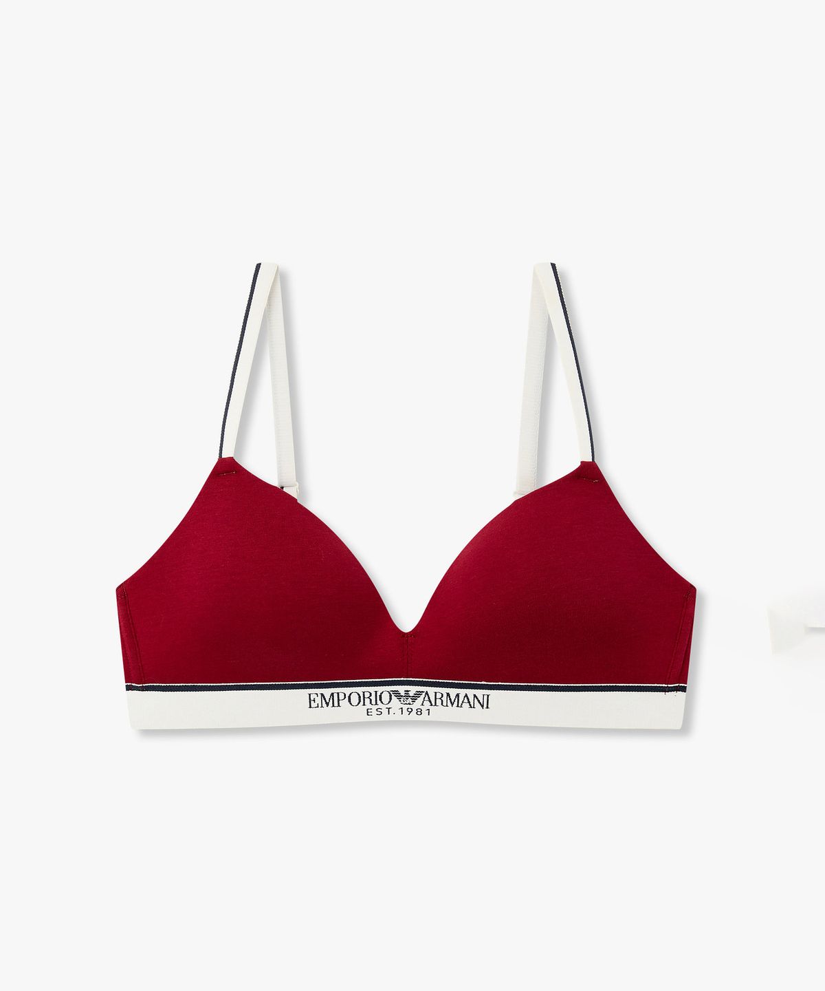 엠포리오 아르마니 언더웨어(EMPORIO ARMANI UNDERWEAR) 여성 배색 트림 로고 밴딩 브라렛 브라_레드 0826381526