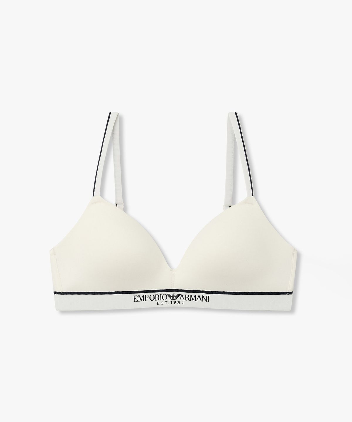 엠포리오 아르마니 언더웨어(EMPORIO ARMANI UNDERWEAR) 여성 배색 트림 로고 밴딩 브라렛 브라_화이트 0826381525