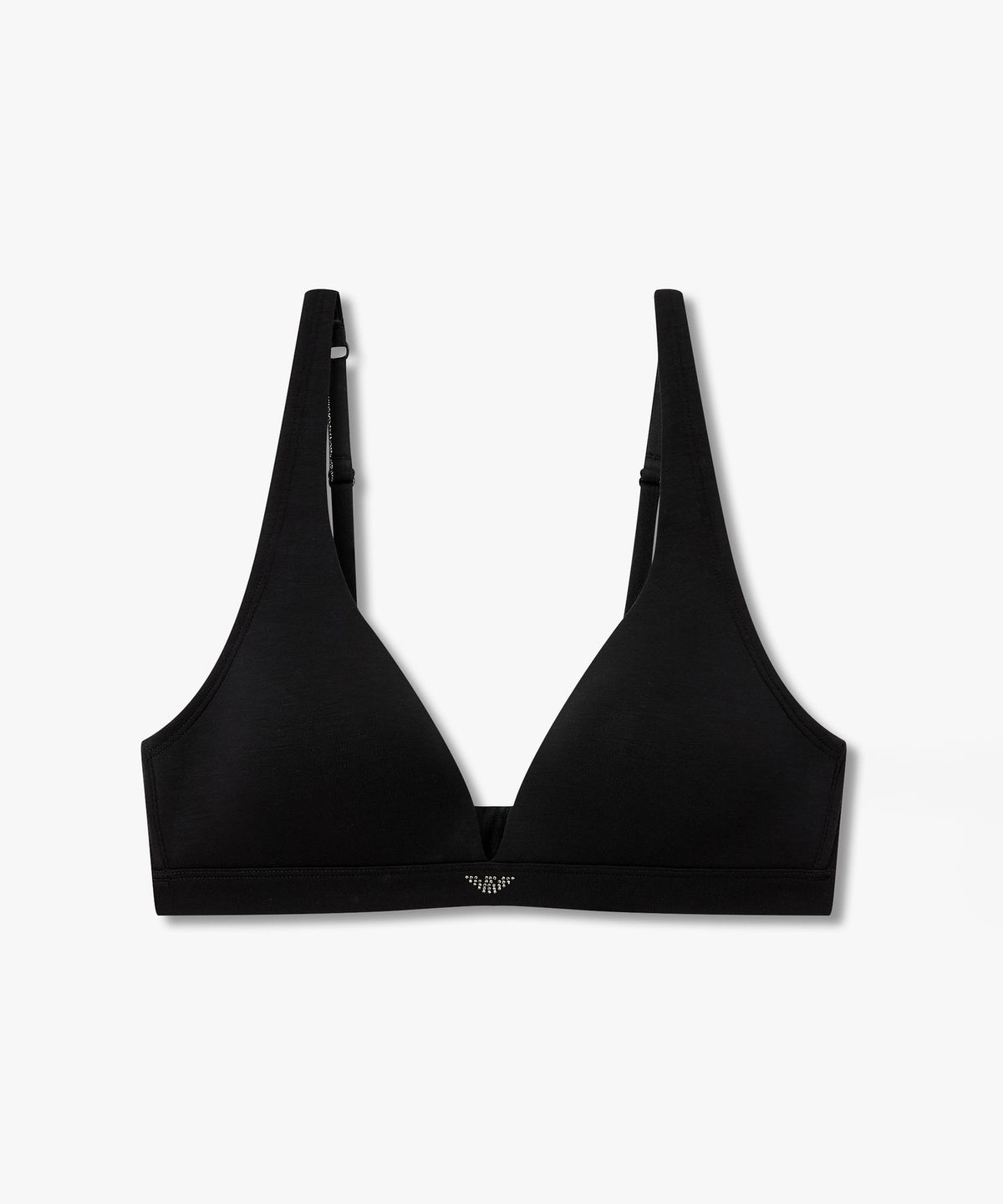 엠포리오 아르마니 언더웨어(EMPORIO ARMANI UNDERWEAR) 여성 핫픽스 로고 딥 브이넥 브라렛 브라_블랙 0826381509