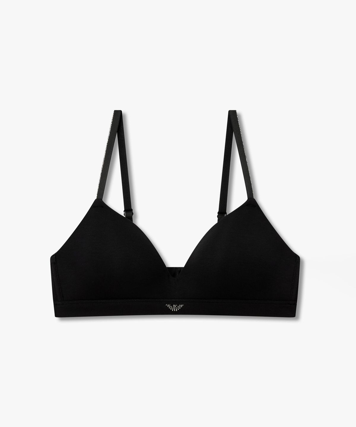 엠포리오 아르마니 언더웨어(EMPORIO ARMANI UNDERWEAR) 여성 메탈릭 트림 핫픽스 로고 브라렛 브라_블랙 0826381508