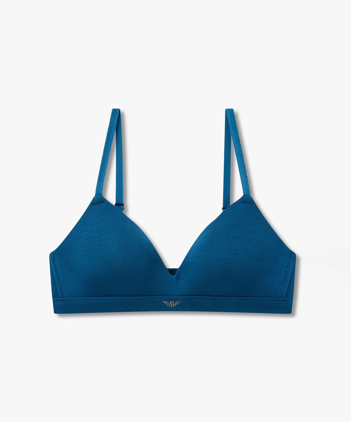 엠포리오 아르마니 언더웨어(EMPORIO ARMANI UNDERWEAR) 여성 메탈릭 트림 핫픽스 로고 브라렛 브라_블루 0826381507