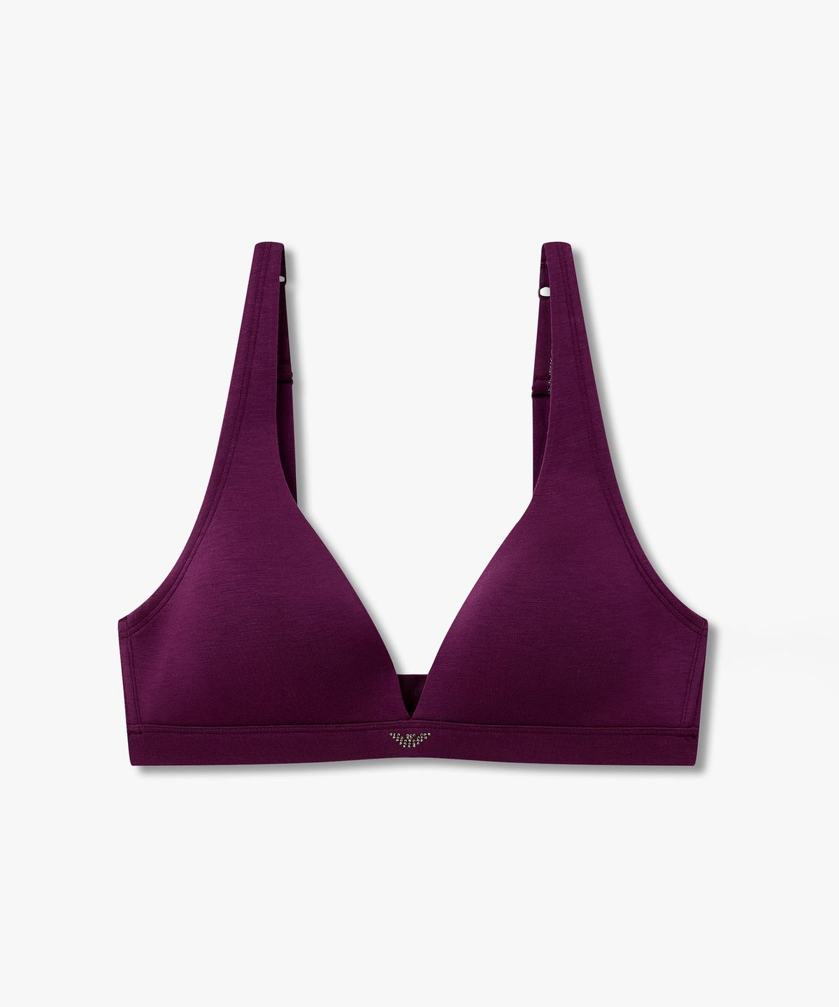엠포리오 아르마니 언더웨어(EMPORIO ARMANI UNDERWEAR) 여성 핫픽스 로고 딥 브이넥 브라렛 브라_다크 퍼플 0826381506