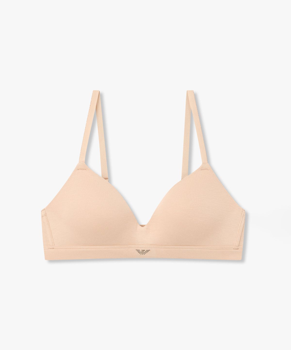 엠포리오 아르마니 언더웨어(EMPORIO ARMANI UNDERWEAR) 여성 메탈릭 트림 핫픽스 로고 브라렛 브라_내추럴 0826381503