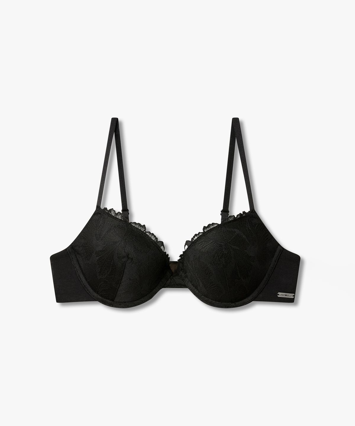 엠포리오 아르마니 언더웨어(EMPORIO ARMANI UNDERWEAR) 여성 레이스 패치 푸쉬업 브라_블랙 0826385525