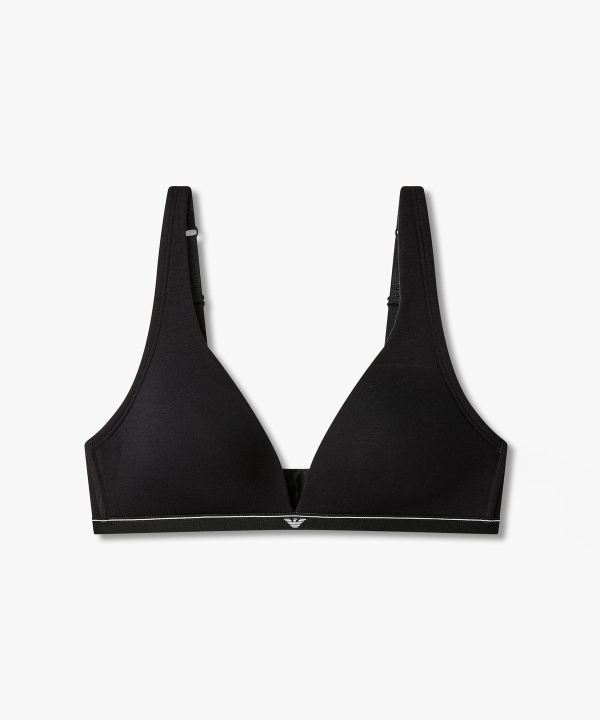 엠포리오 아르마니 언더웨어(EMPORIO ARMANI UNDERWEAR) 여성 딥 브이넥 이글 로고 브라렛 브라_블랙 0826381523