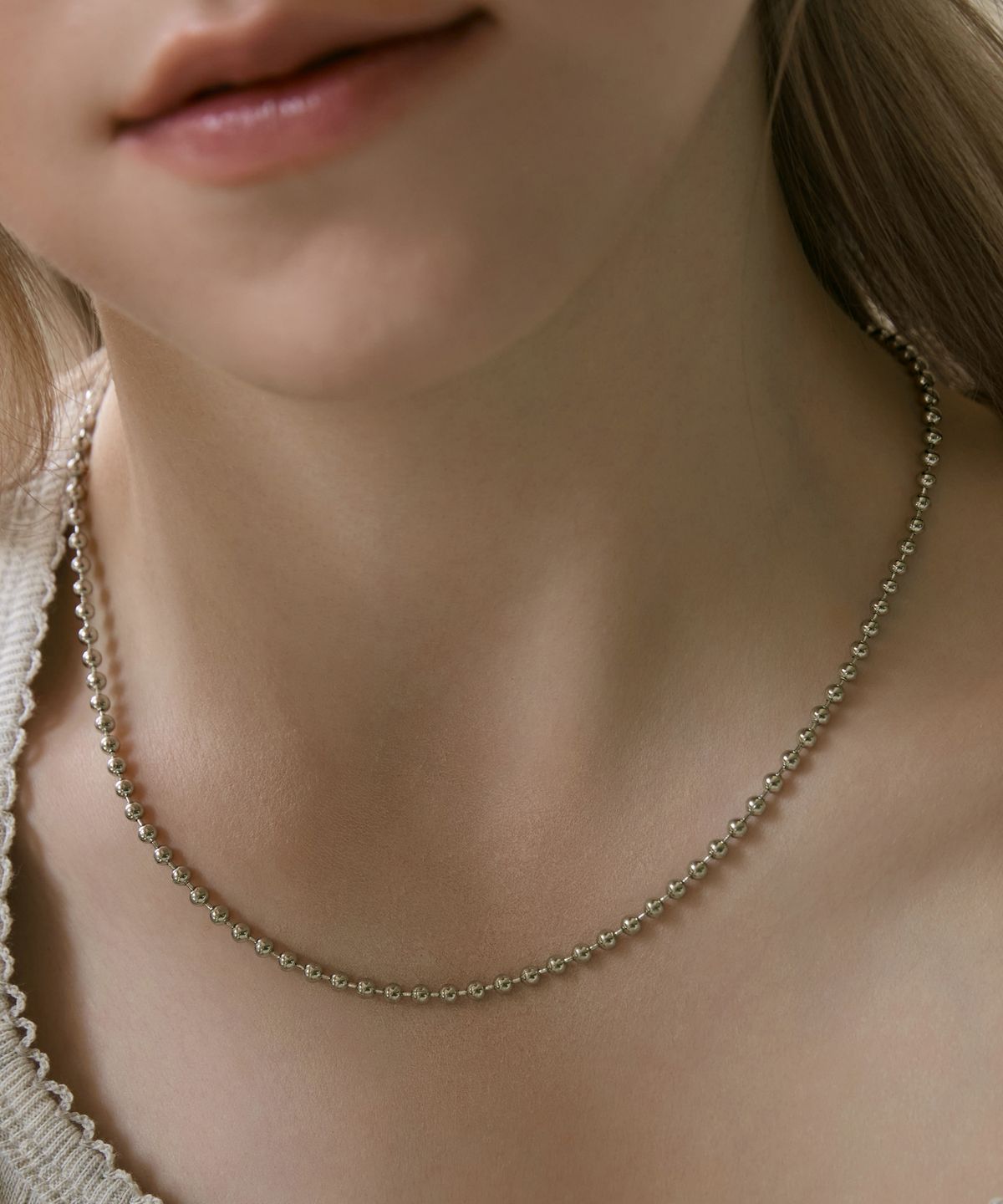 디모멘트(DMOMENT) Liora 볼 체인 목걸이 (Rhodium Plated)
