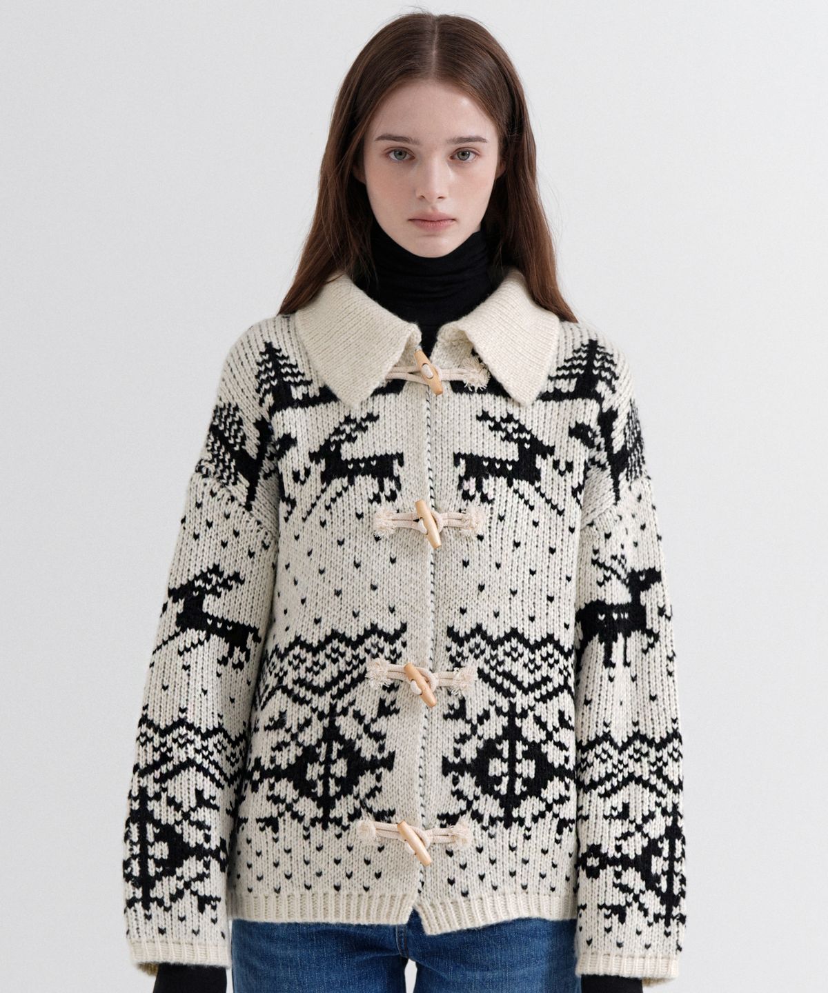 블레티(VLETI) Nordic Toggle Botton Knit Cardigan (cream)