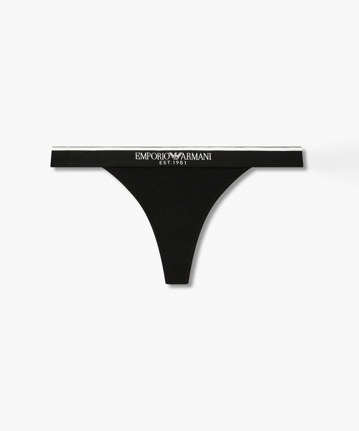 엠포리오 아르마니 언더웨어(EMPORIO ARMANI UNDERWEAR) 여성 배색 트림 로고 밴딩 티팬티_블랙 0826310525