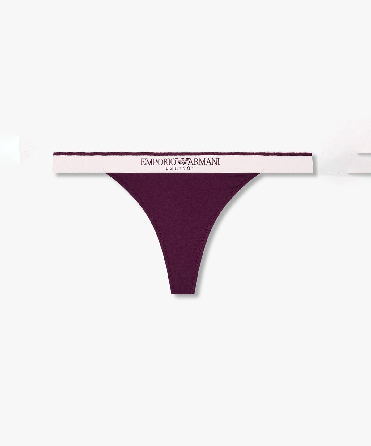 엠포리오 아르마니 언더웨어(EMPORIO ARMANI UNDERWEAR) 여성 배색 트림 로고 밴딩 티팬티_다크 퍼플 0826310524