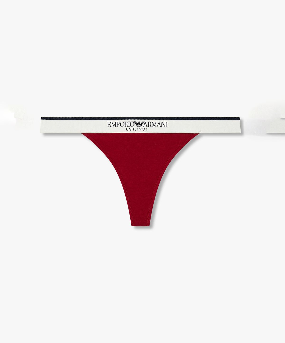 엠포리오 아르마니 언더웨어(EMPORIO ARMANI UNDERWEAR) 여성 배색 트림 로고 밴딩 티팬티_레드 0826310523