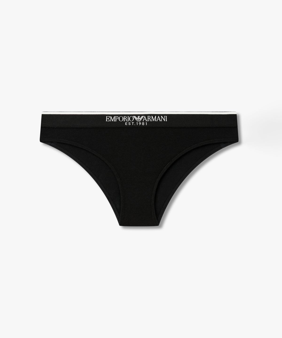 엠포리오 아르마니 언더웨어(EMPORIO ARMANI UNDERWEAR) 여성 배색 트림 로고 밴딩 브리프_블랙 0826311534
