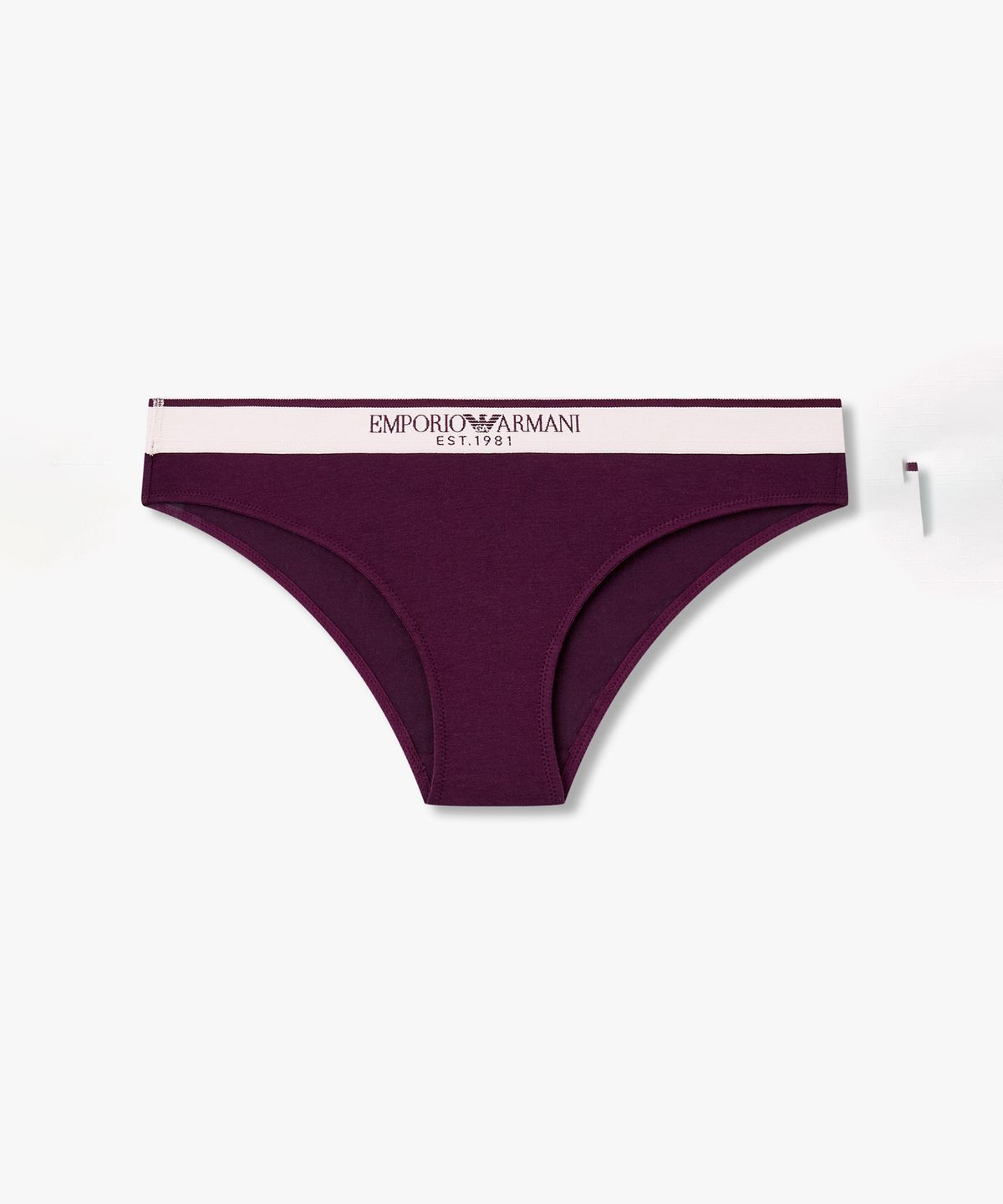 엠포리오 아르마니 언더웨어(EMPORIO ARMANI UNDERWEAR) 여성 배색 트림 로고 밴딩 브리프_다크 퍼플 0826311533