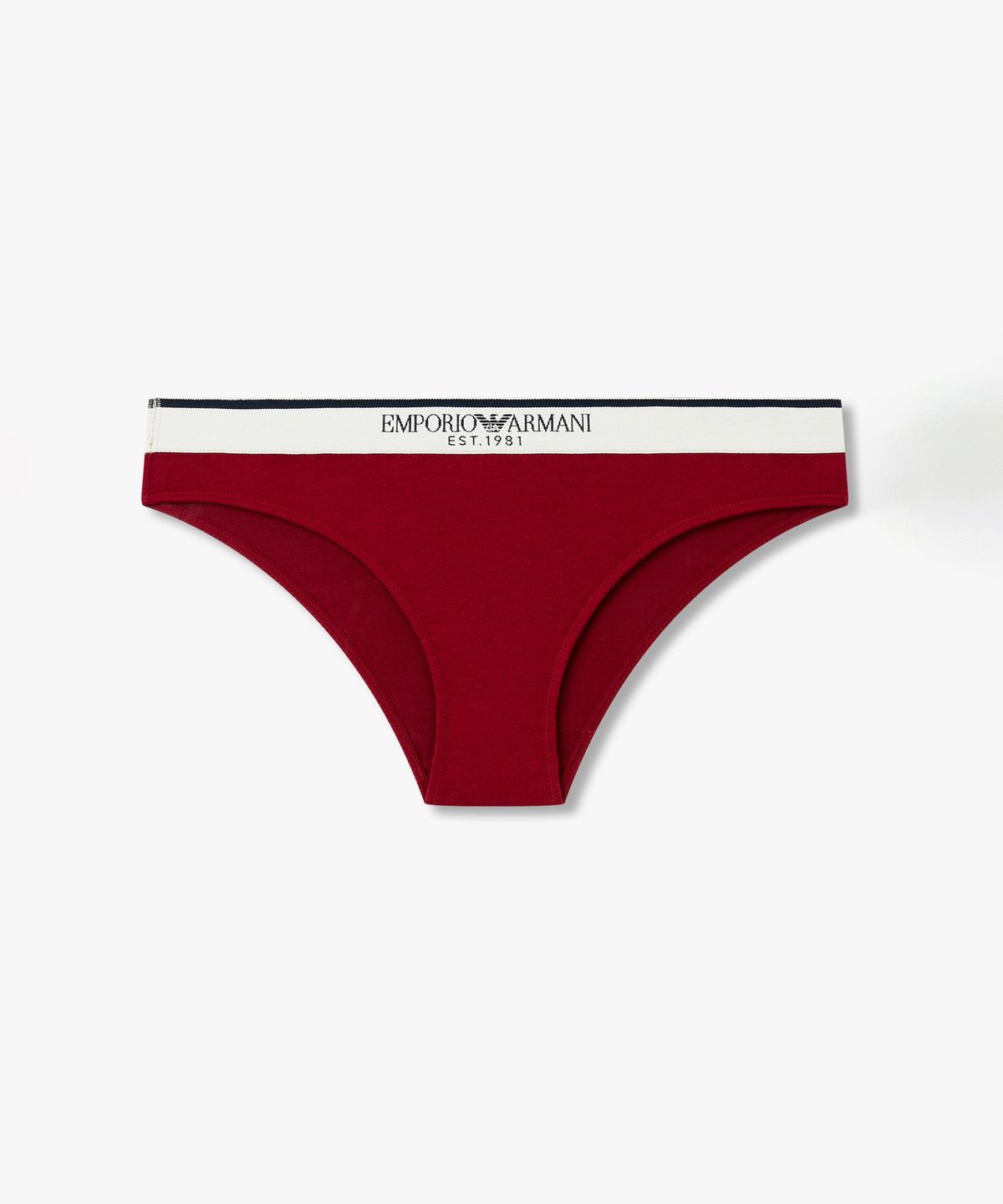 엠포리오 아르마니 언더웨어(EMPORIO ARMANI UNDERWEAR) 여성 배색 트림 로고 밴딩 브리프_레드 0826311532