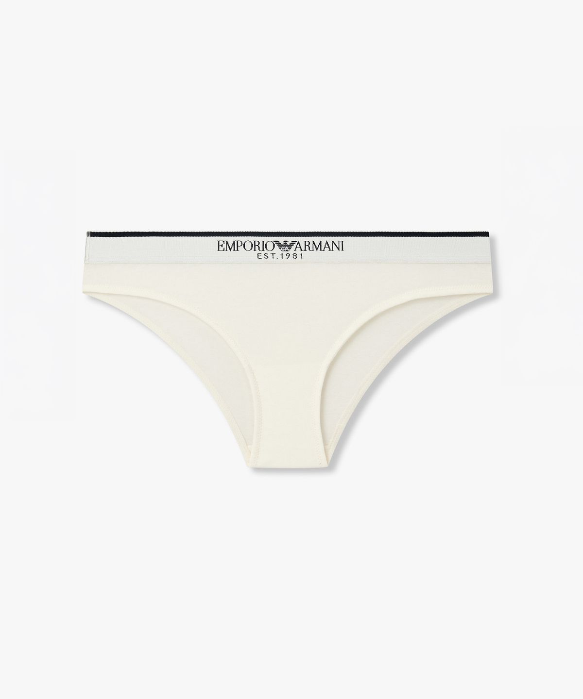 엠포리오 아르마니 언더웨어(EMPORIO ARMANI UNDERWEAR) 여성 배색 트림 로고 밴딩 브리프_화이트 0826311531