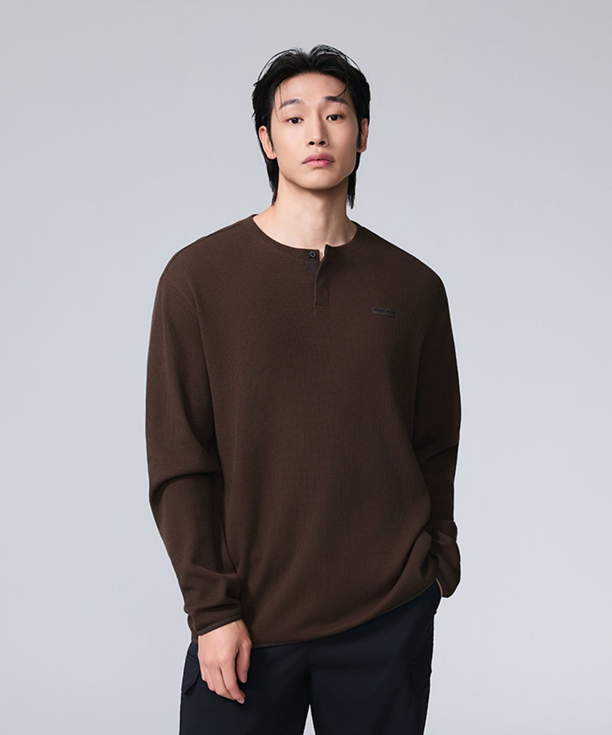 디스커버리 익스페디션(DISCOVERY EXPEDITION) 남성 와플 긴팔티 (Brown)