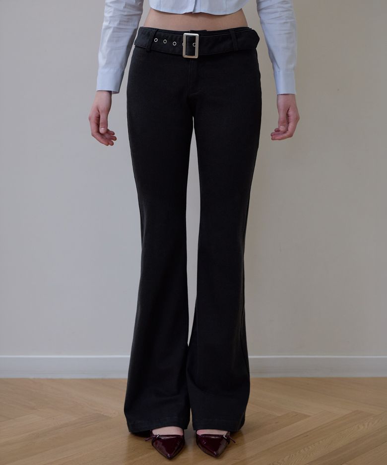 Belted Boots Cut Pants [Black]