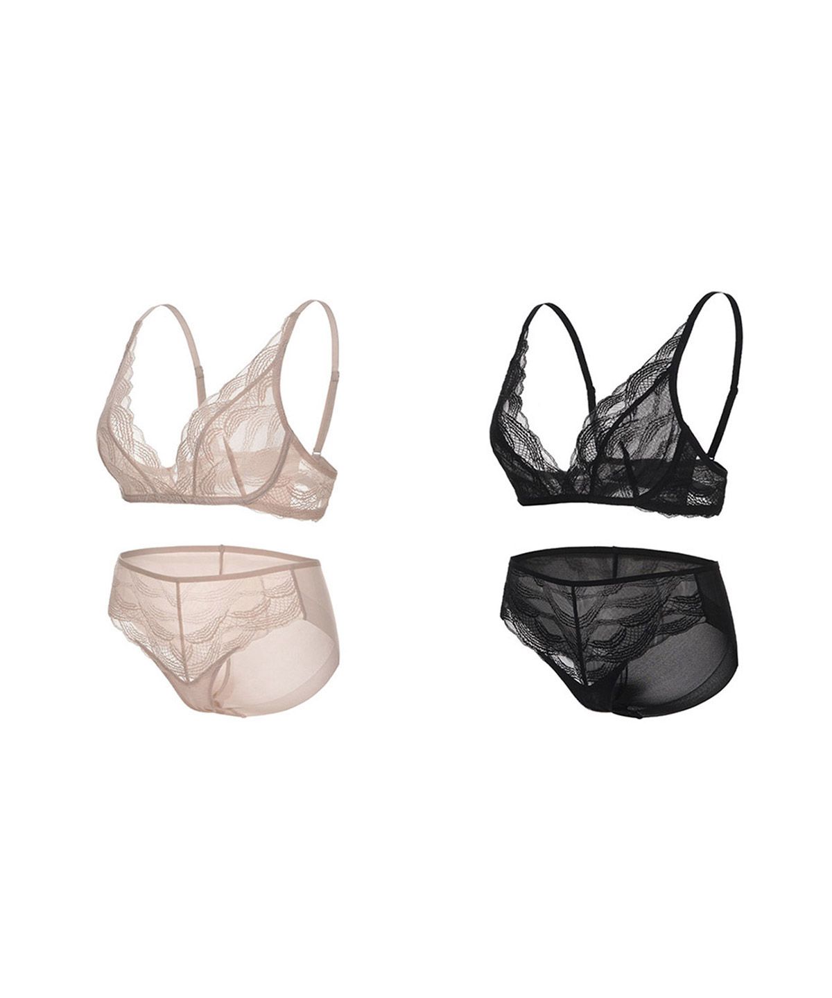 글램레이디(GLAMLADY) 웨이브 딥 브이컷 브라렛 팬티 2세트 (브라렛2+팬티2)